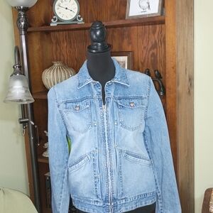 Classic Vintage Denim Jean Jacket By Lauren Jeans Company Size M